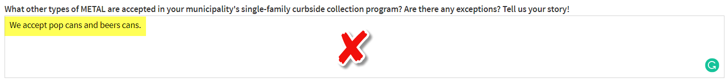 Metal selection wrong Metal selection wrong