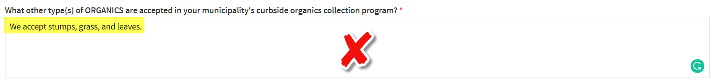Organics selection wrong Organics selection wrong